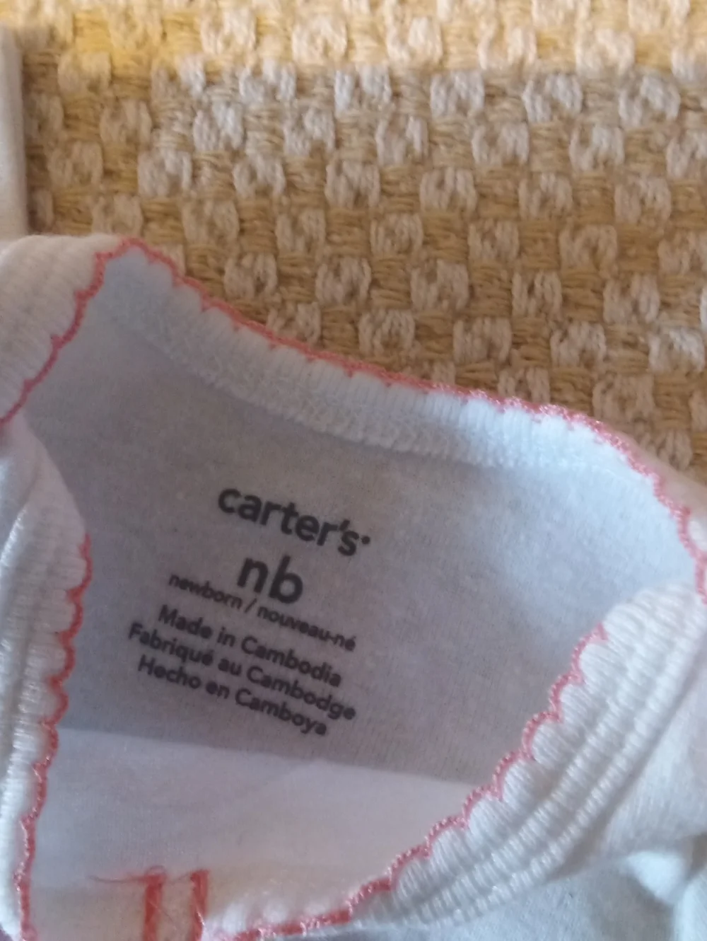 Carter's White Short-Sleeve One-Piece with Pink 